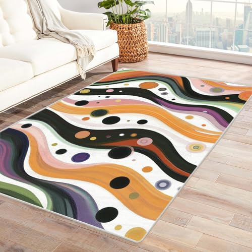 PUSRDEO Teppich Mit Kühnen Künstlerischen Mustern Kleine Blume Maschinenwaschbar Rasch Trocknend Weich Gefühl Für Eingang Flurbereich Hoch Belastbar(Lila)-150x240cm von PUSRDEO