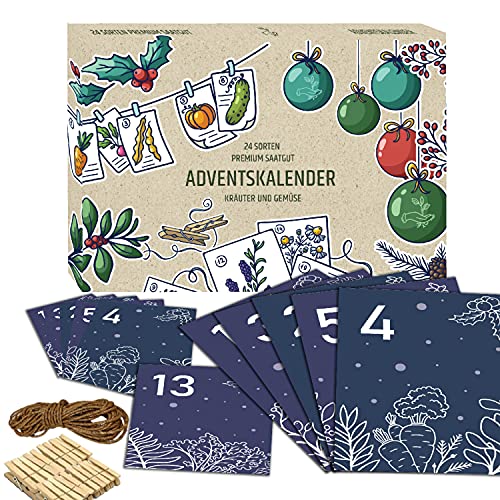 Saatgut ADVENTSKALENDER 2025-24 PREMIUM GEMÜSE und KRÄUTER. Adventskalender mit Liebe verpackte Samen für Frauen, Männer und Kinder. GESCHENKIDEE- Pflanzensamen Weihnachtskalender zum selber Basteln. von PUT DOWN ROOTS