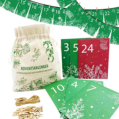 Saatgut Adventskalender 2025: Nachhaltiger mit Kräuter Samen, und Gemüse Samen –Adventskalender Garten, Garten GESCHENK - Pflanzensamen Weihnachtskalender zum selber Basteln von PUT DOWN ROOTS
