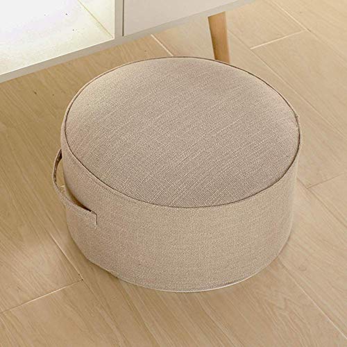 PUTHLLA Abnehmbarer Griff Runder Pouf Fußhocker,Pouf Ottoman Fußstütze Boden Sitzpolster Futon Hocker Waschbar Schlafzimmer-d 43x43x20cm(17x17x8inch) von PUTHLLA