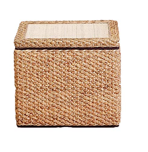 PUTHLLA Aufbewahrungsboxen Ottomane Erwachsene Fußhocker Ruheplatz Quadratisch Gewebte Fußhocker Pouffes Multifunktionshocker Stuhl Für Wohnzimmer Schlafzimmer von PUTHLLA