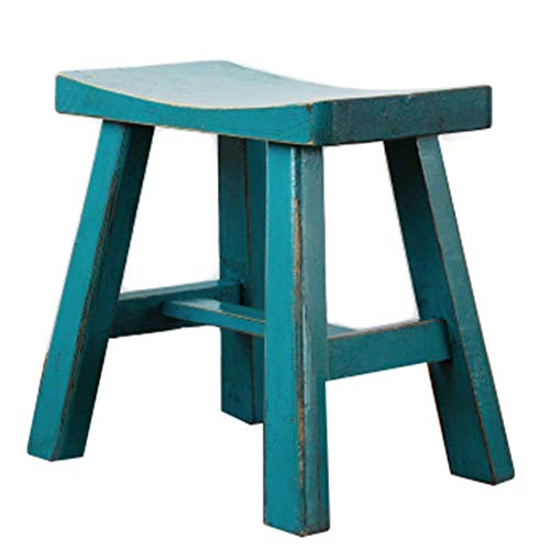 PUTHLLA Fußhocker, Ottomane, Schuhhocker, kleine Bank, Sattelsitzhocker, Holzfußhocker, dekoratives Zuhause, Küche, Wohnzimmer, 4 Farben (Farbe: Blau, Größe: 48 x 28 x 47 cm) von PUTHLLA
