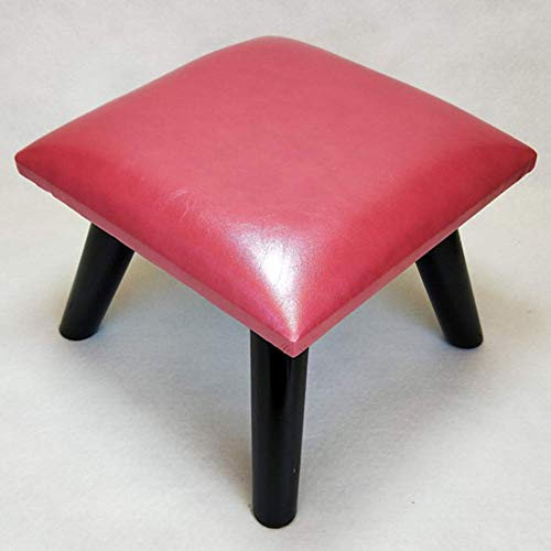 PUTHLLA Holz Sitzmöbel Fußhocker Fußstütze Ottomane,Ottoman Holz Beine Stuhl Fußhocker Öl Wachs Leder-b 30x30x23cm(12x12x9inch) von PUTHLLA