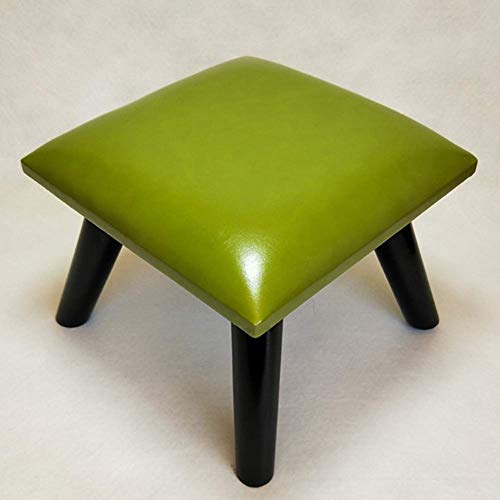 PUTHLLA Holz Sitzmöbel Fußhocker Fußstütze Ottomane,Ottoman Holz Beine Stuhl Fußhocker Öl Wachs Leder-k 30x30x23cm(12x12x9inch) von PUTHLLA