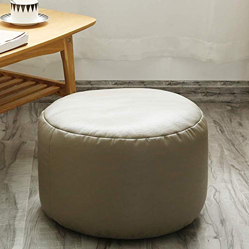 PUTHLLA Ottomane Runder Pouf,Bequemer Gepolsterter Fußhocker Sitz Gepolsterter Fußhocker Haltbarer Kunstleder Wohnzimmer Sofa Hocker-Grau 45x28cm(18x11inch) von PUTHLLA
