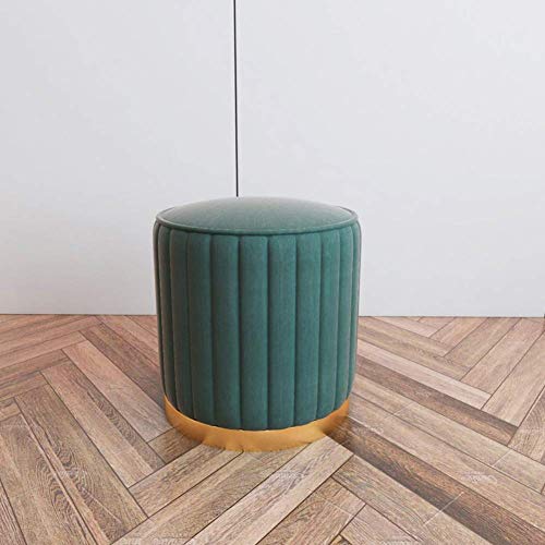 PUTHLLA Pouffe Runder Fußhocker Ottoman Hocker Moderner Sitz Fell Fußhocker und Gold Metallbesatz Messing Fußstütze von PUTHLLA