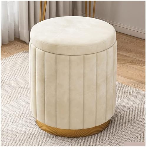 PUTHLLA Runder Fußhocker aus Samt, Kommode mit Ablagefach und abnehmbarem Bezug, multifunktionaler osmanischer Beistelltisch und Fußstütze für das Wohnzimmer, ergonomisches Design mit gepolsterten F von PUTHLLA