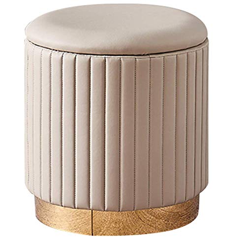 PUTHLLA Runder Ottoman-Fußhocker aus Samt mit Stauraumdeckel, Vintage-Puff-Hocker für Wohnzimmer oder Schlafzimmer, gepolsterter Frisiertisch, Wechselschuh-Fußstütze, graue Streifen, 40 x 43 cm PUTHLLA Runder Ottoman-Fußhocker aus Samt mit Stauraumdeckel, Vintage-Puff-Hocker für Wohnzimmer oder Schlafzimmer, gepolsterter Frisiertisch, Wechselschuh-Fußstütze, graue Streifen, 40 x 43 cm von PUTHLLA