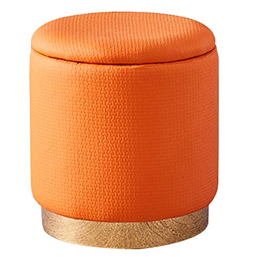 PUTHLLA Runder Ottoman-Fußhocker aus Samt mit Stauraumdeckel für Wohnzimmer oder Schlafzimmer, Vintage-Puff-Hocker, gepolsterter Frisiertisch, Wechselschuh-Fußstütze in Orange, 40 x 43 cm PUTHLLA Runder Ottoman-Fußhocker aus Samt mit Stauraumdeckel für Wohnzimmer oder Schlafzimmer, Vintage-Puff-Hocker, gepolsterter Frisiertisch, Wechselschuh-Fußstütze in Orange, 40 x 43 cm von PUTHLLA