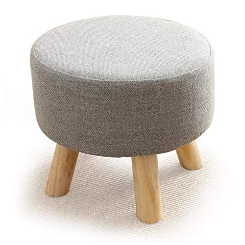 PUTHLLA Runder gepolsterter Fußhocker, Sofahocker, Sitzbank aus Holz, Kleiner Hocker aus Massivholz, Couchtisch, Hocker, modische Schuhbank zum Wechseln, für Schlafzimmer und Wohnzimmer (Farbe: Gra PUTHLLA Runder gepolsterter Fußhocker, Sofahocker, Sitzbank aus Holz, Kleiner Hocker aus Massivholz, Couchtisch, Hocker, modische Schuhbank zum Wechseln, für Schlafzimmer und Wohnzimmer (Farbe: Gra von PUTHLLA