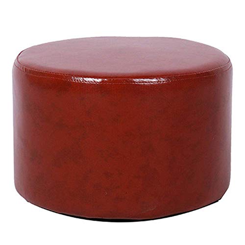 PUTHLLA Runder niedriger Hocker, Fußhocker, einfacher einfarbiger Massivholz-Pu-Leder-Umkleidehocker, Schuhbank, Wohnzimmer-/Schlafzimmer-Dekoration (Farbe: 8) von PUTHLLA
