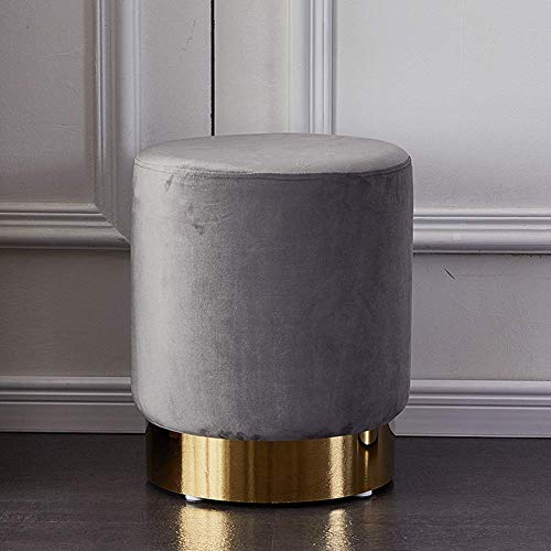 PUTHLLA Runder osmanischer Fußhocker, bequemer luxuriöser samtbeschichteter Ottoman mit vergoldeter Basis, Toilettenhocker, Sofa-Fußhocker, Dekoration, Geschenk, Hellgrau, 36 x 45 cm (14 x 18 Zoll) PUTHLLA Runder osmanischer Fußhocker, bequemer luxuriöser samtbeschichteter Ottoman mit vergoldeter Basis, Toilettenhocker, Sofa-Fußhocker, Dekoration, Geschenk, Hellgrau, 36 x 45 cm (14 x 18 Zoll) von PUTHLLA