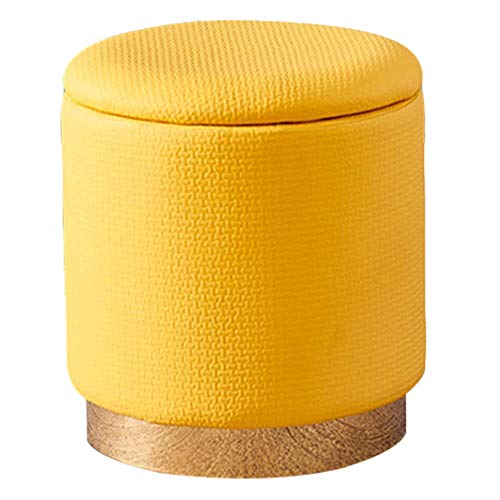 PUTHLLA Runder osmanischer Fußhocker aus Samt mit Stauraumdeckel für Wohnzimmer, Schlafzimmer, Vintage-Puffhocker, gepolsterter Frisiertisch, Wechselschuh-Fußstütze in Gelb (40 x 43 cm) von PUTHLLA