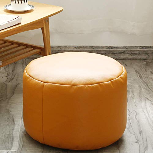 PUTHLLA Runder osmanischer Pouf, Bequemer Fußhocker Gepolsterter Sitz Gepolsterter Fußhocker Haltbarer Kunstleder Wohnzimmer Sofa Hocker-Gelb 45x28cm(18x11inch) von PUTHLLA