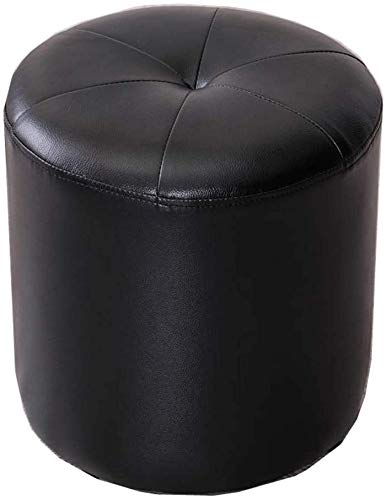 PUTHLLA Sofa Foot Stool Round Coffee Table Stool Doorway Shoe Bench Modern Simplicity PU Waterproof Easy to Clean,5 Colors(Color:Black,Size:33X35CM) von PUTHLLA