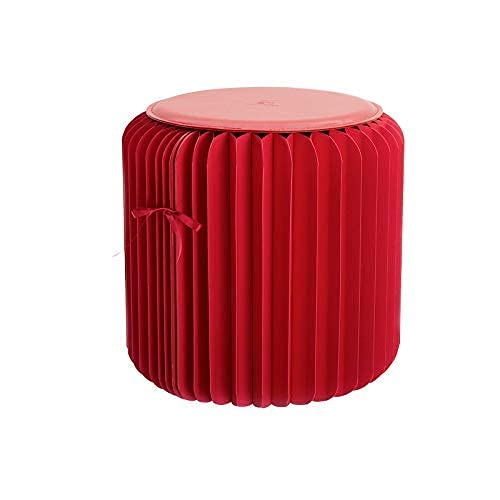 Runder Klapphocker, Ottomane Aus Kraftpapier Mit PU-Kissen, 300 Kg Tragkraft, Fantastische Geschenke Für Die Umkleidekabine In Der Familie In Der Schule,Rot,32x32x28cm(13x13x11) von PUTHLLA