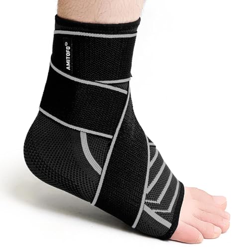 PUTUO Sprunggelenkbandage Knöchelbandage Fussbandagen für Herren Damen Sprunggelenk Bandage für Plantarfasziitis - Einstellbares Fußgelenk Bandage Knoechelbandage black gray 43-46 1 Stück PUTUO Sprunggelenkbandage Knöchelbandage Fussbandagen für Herren Damen Sprunggelenk Bandage für Plantarfasziitis - Einstellbares Fußgelenk Bandage Knoechelbandage black gray 43-46 1 Stück von PUTUO