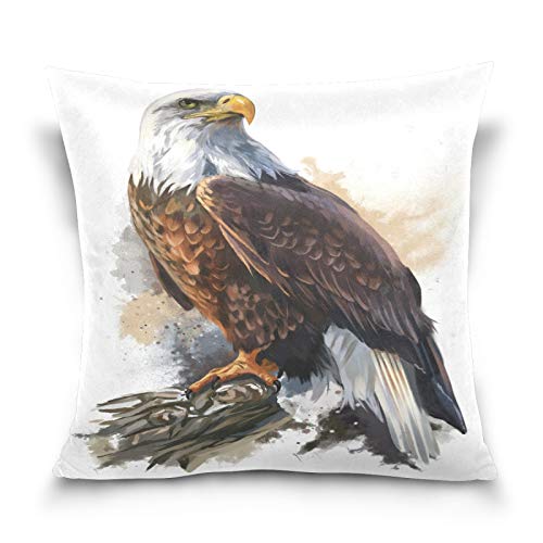 PUXUQU Kissenbezug 40x40 cm Aquarell Kahl Adler Dekorative quadratische Kissenbezüge Kissenhülle für Couch Sofa Schlafzimmer Auto von PUXUQU