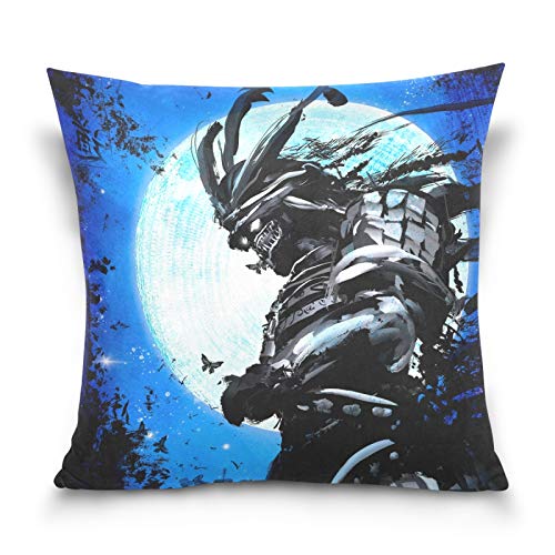 PUXUQU Kissenbezug 40x40 cm Japanischer Samurai Dekorative quadratische Kissenbezüge Kissenhülle für Couch Sofa Schlafzimmer Auto von PUXUQU