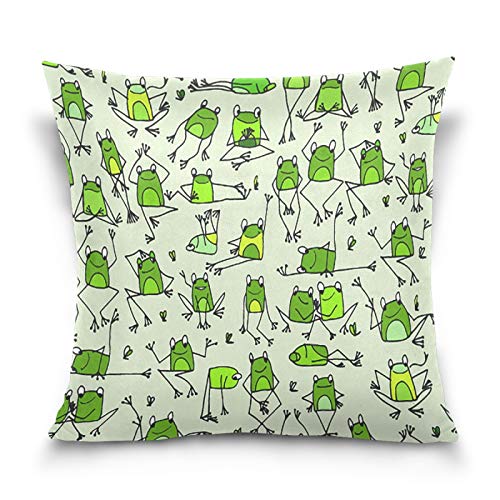 PUXUQU Kissenbezug 40x40 cm Süß Tier Frosch Dekorative quadratische Kissenbezüge Kissenhülle für Couch Sofa Schlafzimmer Auto von PUXUQU