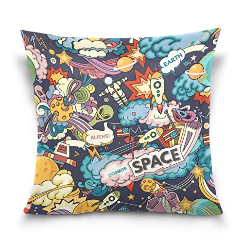 PUXUQU Kissenbezug 40x40 cm Universum Weltraum Astronaut Planets Stars Dekorative quadratische Kissenbezüge Kissenhülle für Couch Sofa Schlafzimmer Auto von PUXUQU
