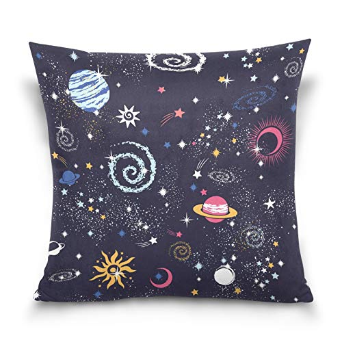 PUXUQU Kissenbezug 45x45 cm Galaxis Universum Weltraum Star Planet Dekorative quadratische Kissenbezüge Kissenhülle für Couch Sofa Schlafzimmer Auto von PUXUQU