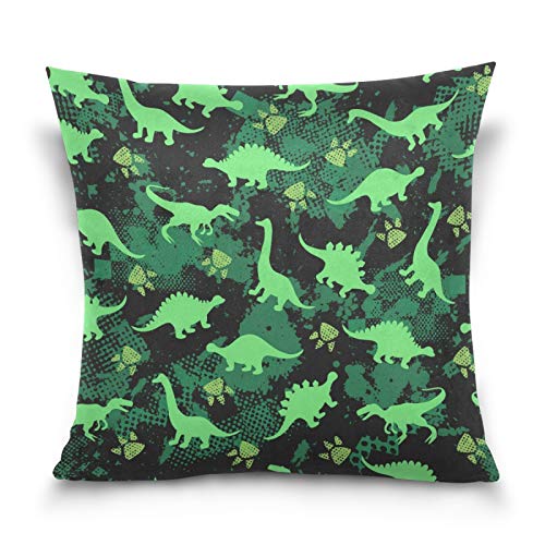 PUXUQU Kissenbezug 45x45 cm Süß Tier Dinosaurier Dekorative quadratische Kissenbezüge Kissenhülle für Couch Sofa Schlafzimmer Auto von PUXUQU