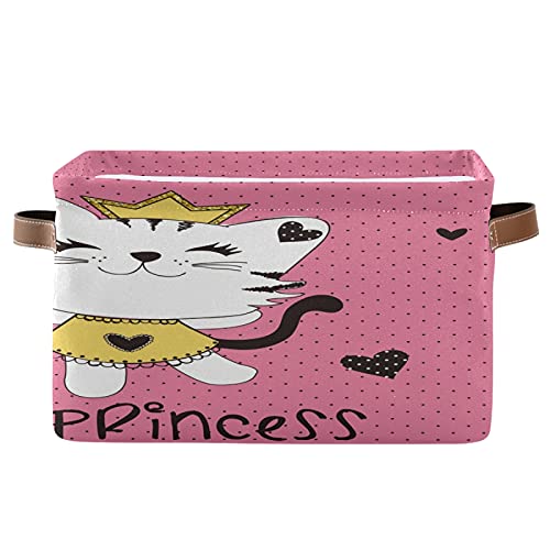 PUXUQU Schön Katze Prinzessin Faltbare Aufbewahrungsbehälter Aufbewahrungsbox Aufbewahrungskorb mit Griff für Schrankregale Toy Office Nursery Bedroom von PUXUQU