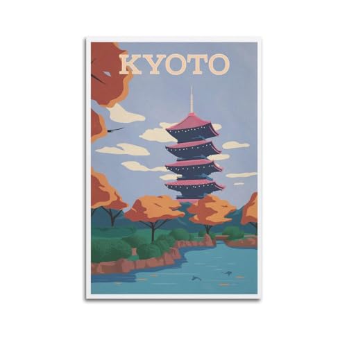 Vintage-Poster, Kyoto Retro-Leinwand-Poster, Wandkunst, Dekoration, Wohnzimmer, Schlafzimmer, Dekoration, Poster, 40 x 60 cm, ungerahmter Stil Vintage-Poster, Kyoto Retro-Leinwand-Poster, Wandkunst, Dekoration, Wohnzimmer, Schlafzimmer, Dekoration, Poster, 40 x 60 cm, ungerahmter Stil von PUYT