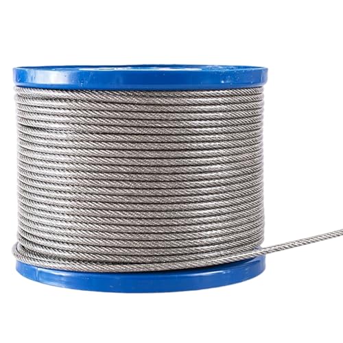 304 Drahtseil, Länge 20 m, PVC-transparentes kunststoffbeschichtetes Edelstahl-Drahtseilkabel for den Außenbereich, Yard/Durchmesser 6 mm(Diameter 8Mm) von PUYUNA