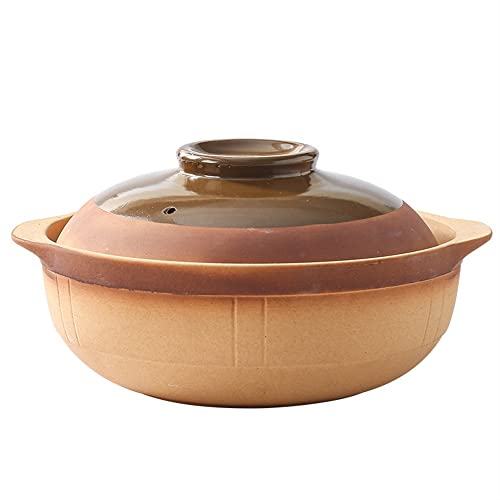 Auflaufform aus Ton, Keramik mit Deckel, runder Auflauftopf, ofenfester Backtopf for Suppe, antihaftbeschichtet for Abendessen und Partys (28 cm Vintage-Flachohren)(24cm vintage flat ears) von PUYUNA