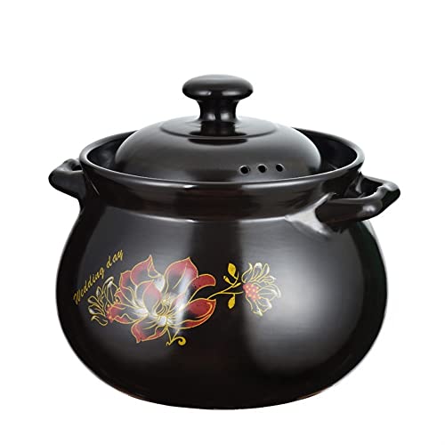 Auflauftopf aus Ton, hitzebeständige Premium-Keramikschüssel mit Deckel, Suppenterrine, Kochtöpfe, kratzfeste Tontöpfe, (5,5 l)(2.8L) von PUYUNA