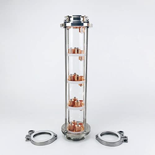 Destillationskolonne, silberne 3"(76 mm) OD91-Destillationskolonne mit 5 Kupfer-Blasenplatten zur Destillation, 5-lagige Glasrektifikationskolonne (Set 3)(Set 3) von PUYUNA