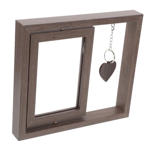 Doppelseitiger, drehbarer Bilderrahmen aus Holz for Familienbilder. Rustikaler Bilderhalter zur Schreibtischpräsentation. Ästhetisches Holzdesign for mehrere Erinnerungen. von PUYUNA