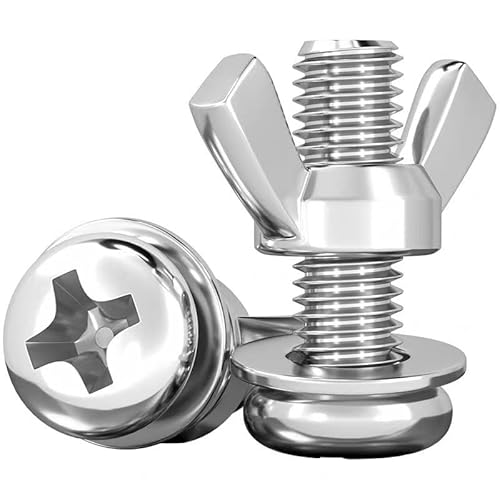 Flügelmuttern, 5 Stück M8 * 10~100 mm 304 Edelstahl Kreuzschlitz Flachkreuz Rundkopf Metallschrauben mit Flügelmuttern Unterlegscheiben Befestigungsschrauben(M8*90mm)(M8*16mm) von PUYUNA