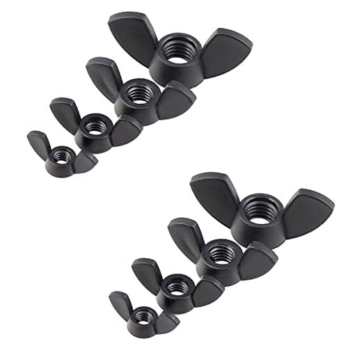 Flügelmuttern, Befestigungselemente, Flügelmuttern mit hoher Härte, Nylon, Daumendrehung, schwarz, breite Anwendung (M10, 10 Stück)(M4 10Pcs) von PUYUNA