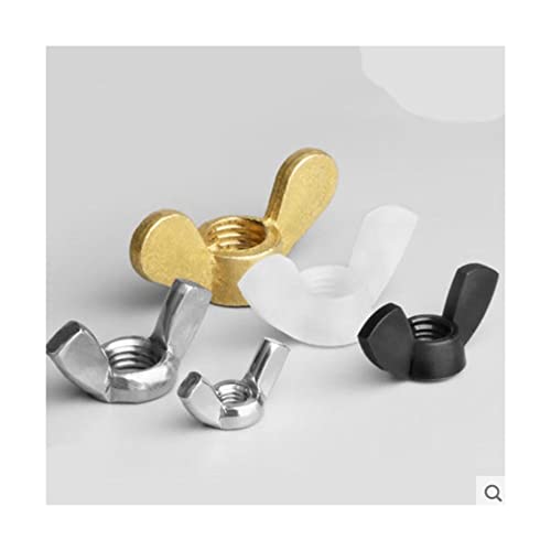 Flügelmuttern, Befestigungselemente, M3-m10, 10 Stück, Edelstahl 304/Messing/weiß-schwarzes Nylon, handfest anziehende Mutter, Barren-Flügelmutter (Messing, M10)(Brass,M4) von PUYUNA
