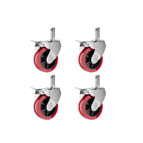 Hochleistungs-Lenkrollen, 6 Zoll Durchmesser 150 mm, Schaftdurchmesser 3, cm, Schaftlänge 8, Nylon und Rollen, Gerüstrollen (rotes Rad)(Red wheel) von PUYUNA