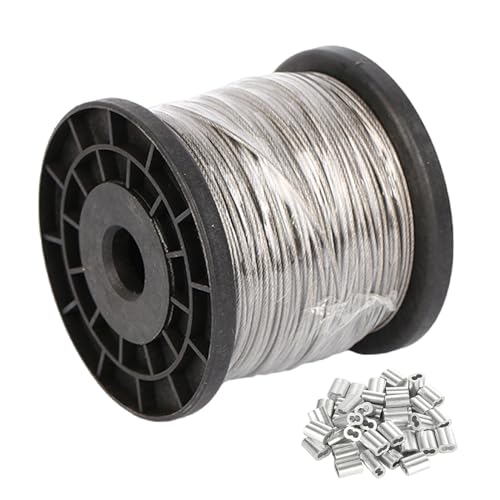 PVC-beschichtetes Drahtkabel mit Aluminium-Crimphülse, Durchmesser 1–2 mm, 7 x 7 Litzen, Edelstahl-Drahtseilkonstruktion/Durchmesser 2 mm(Diameter 1Mm) von PUYUNA