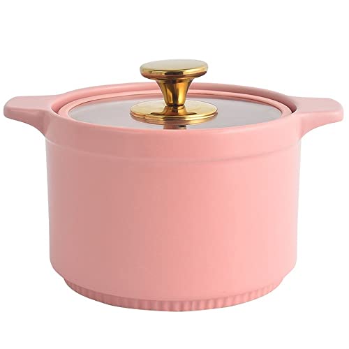 Schmortopf aus Ton, 2 Quart antihaftbeschichteter Kochtopf mit Deckel, gesunde Keramik-Antihaftbeschichtung, Backgeschirr-Schmortopf for Suppen, spülmaschinenfest, runder (4,5 l)(2.5L) von PUYUNA