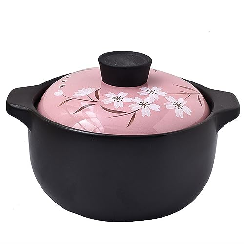 Ton-Auflauftopf, Keramik-Auflaufform, rund, mit Deckel klein, hitzebeständiger Auflauf, Multifunktions-Keramik-Bibimbap-Topf von PUYUNA