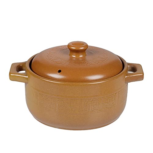 Ton-Auflauftopf, Keramik-Kochgeschirr for den Herd, Keramik-Kochtopf, Backgeschirr mit Griff und Deckel for Kochen von Hot Pot Bibimbap Suppenauflauf (3000 ml)(2500ml) von PUYUNA