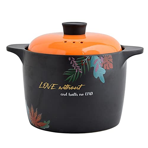 Ton-Auflauftopf, Suppentopf mit Dampfdeckel, Tontopf for Kochen, Tragegriffe, Kochgeschirr, Schmortopf, Mehrzweck-Kochgeschirr, Topf for Backen, Braten (6 l)(2.5l) von PUYUNA