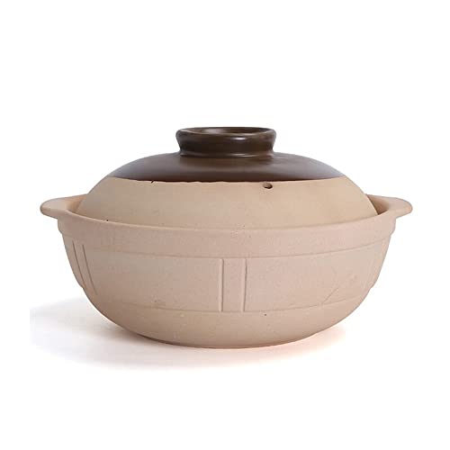 Ton-Auflauftopf, Tontopf for Kochen, Steinguttopf, Kochgeschirr, Schmortopf, Suppentopf mit Deckel, kleine dampfhitzebeständige Premium-Keramikschüsseln, for von Suppe (3800 ml)(2800ml) von PUYUNA