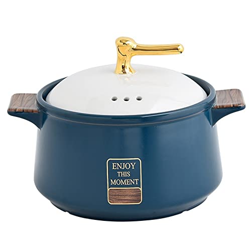 Tontopf, Keramik-Tontopf for Kochen mit Deckel, hitze- und kältebeständiger Kochtopf verbrühungssicheren Doppelgriffen, mikrowellengeeignetes Keramikkochgeschirr (2,5 l)(4.5L) von PUYUNA