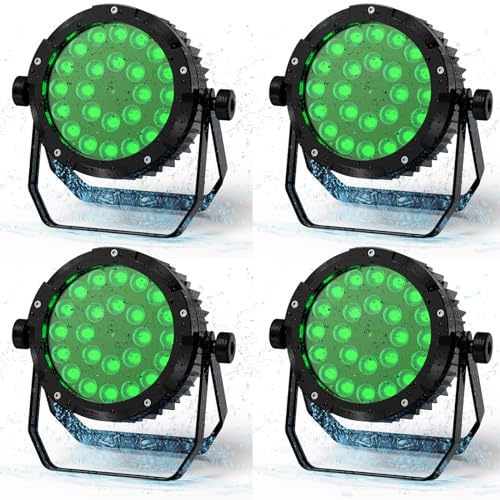 PUZILOZA 4PCS Wasserdichtes Par Licht 24 LED, RGBWA+UV 6 IN 1 LED Par Scheinwerfer IP67 mit DMX Kabel Unterstützung DMX 4/10CH, LED Bühnenlicht für Regentage Pools im Freien Dicso Party Bar PUZILOZA 4PCS Wasserdichtes Par Licht 24 LED, RGBWA+UV 6 IN 1 LED Par Scheinwerfer IP67 mit DMX Kabel Unterstützung DMX 4/10CH, LED Bühnenlicht für Regentage Pools im Freien Dicso Party Bar von PUZILOZA