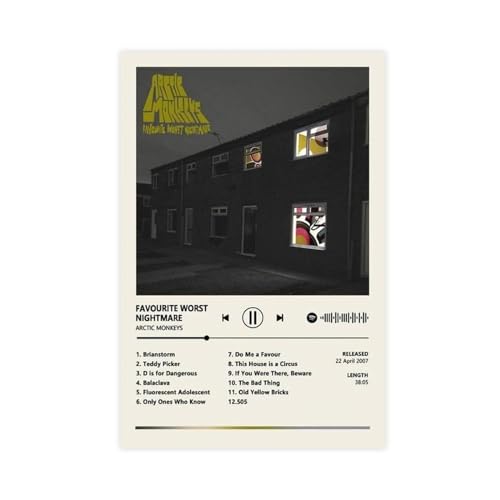 Sänger Arctic Monkeys Favourite Worst Nightmare Album Cover Leinwand Poster Wandkunst Dekor Druck Bild Gemälde für Wohnzimmer Schlafzimmer Dekoration ungerahmt 30 x 45 cm von PUrrre