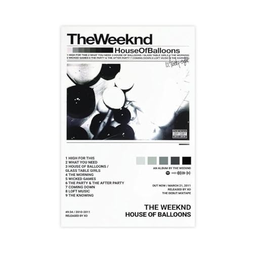 Sänger The Weeknd House of Balloons Album Cover Leinwand Poster Schlafzimmer Dekor Sport Landschaft Büro Zimmer Dekor Geschenk Unrahmen-Stil 20 x 30 cm von PUrrre