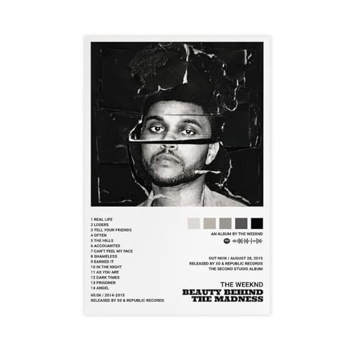 The Weeknd Leinwandposter "Beauty Behind The Madness" von The Weeknd, Leinwand-Poster, Wandkunst, Dekor, Bild, Gemälde für Wohnzimmer, Schlafzimmer, Dekoration, ungerahmt, 30 x 45 cm von PUrrre