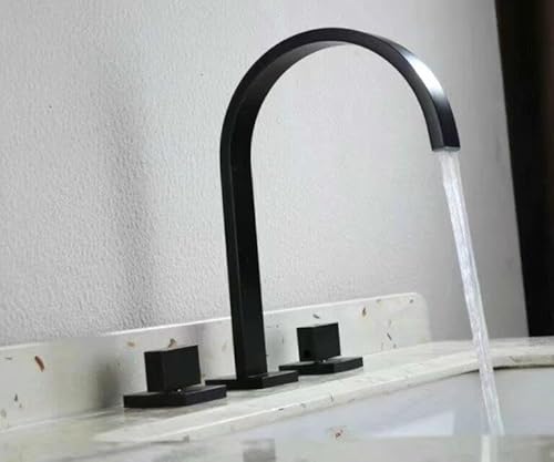 BF558(A) Wasserhahn mit drei Löchern, mattschwarz, für heißes und kaltes Wasser, Waschtischarmatur, Messing von PVASROQWM